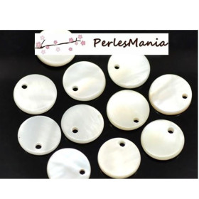 Perles Pendentifs Nacres Pastilles 6mm Blanche