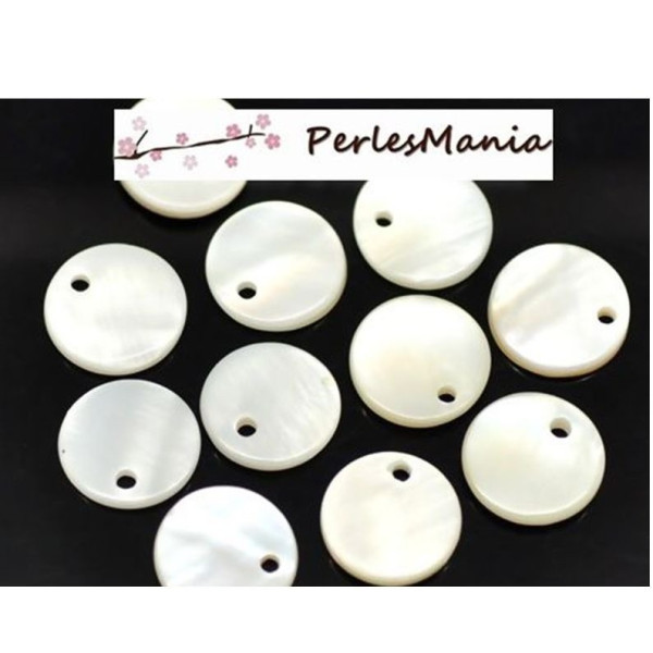 Perles Pendentifs Nacres Pastilles 6mm Blanche