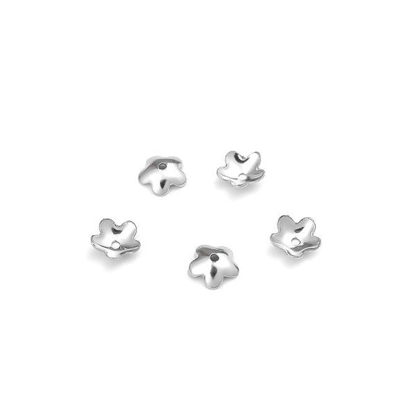 Coupelles, caps Forme Fleur  4 mm, Acier Inoxydable 316 Chirurgical finition Argenté