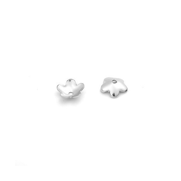 Coupelles, caps Forme Fleur  4 mm, Acier Inoxydable 316 Chirurgical finition Argenté