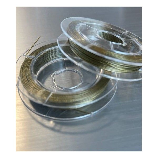 Bobines de Fil Nylon & Acier Inoxydable 0.45 mm – 10 mètres – Finition Doré Ambre
