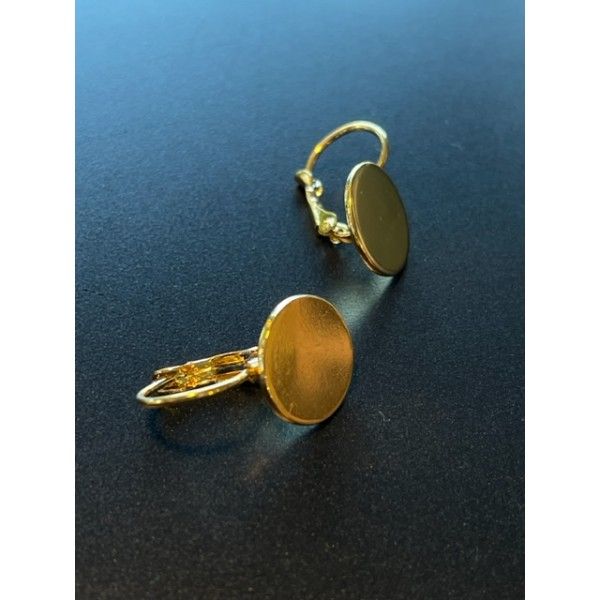 Supports de Boucle d'oreille, dormeuse plateau lisse 12mm, Acier Inoxydable 304 finition Doré  à l'or fin 18K
