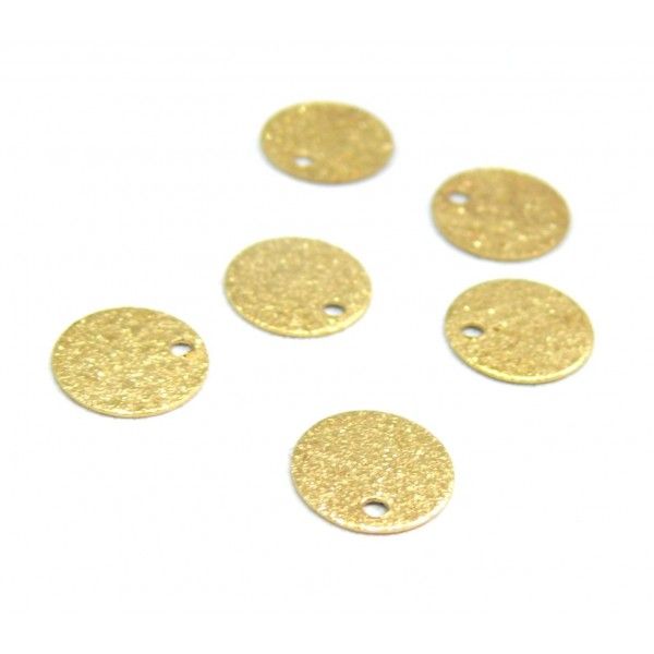 Pendentifs, Médaille Stardust, Effet Pailllettes Rondes 8mm, Laiton  Doré à l'or fin 18K