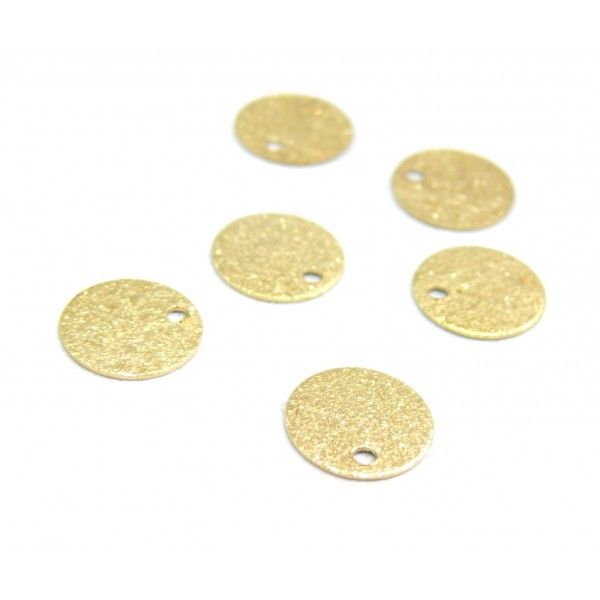 Pendentifs, Médaille Stardust, Effet Pailllettes Rondes 8mm, Laiton  Doré à l'or fin 18K