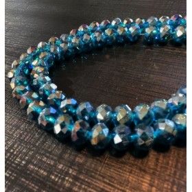 Rondelles de Verre facetté gris bleu Indicolite 6 par 8mm
