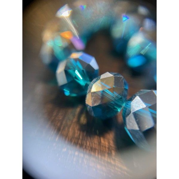 Rondelles de Verre facetté gris bleu Indicolite 6 par 8mm