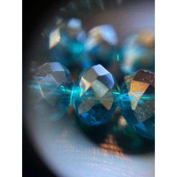 Rondelles de Verre facetté gris bleu Indicolite 6 par 8mm