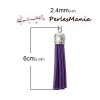 PAX 20 pompons breloque passementière 60mm suédine VIOLET ARGENT VIF S1159867