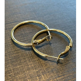 Créoles 30mm Acier Inoxydable 304 finition Doré Placage sous vide