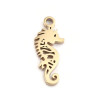 Pendentifs Petit Hippocampe 12mm, en Acier Inoxydable, finition doré à l'or fin 18K