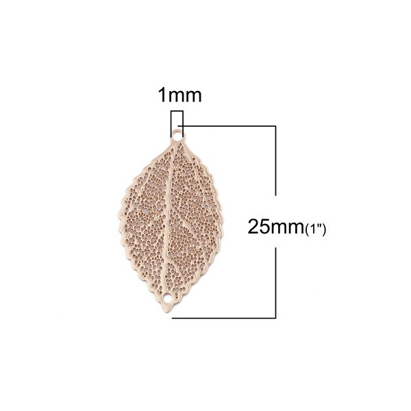 Estampes pendentif connecteur filigrane Feuille couleur Doré de 25mm