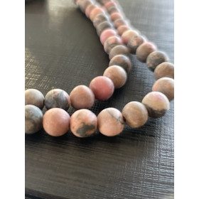 Perles Rondes 4 mm Rhodonite effet Givre