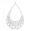 Estampes pendentif connecteur filigrane Feuille dans Goutte 54mm métal finition Argent Vif