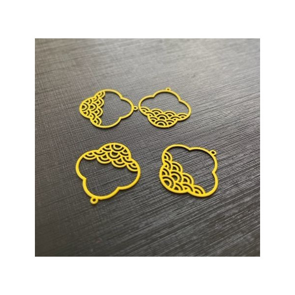 Estampes, pendentif,  filigrane, Nuage Zen 20 mm, coloris Jaune