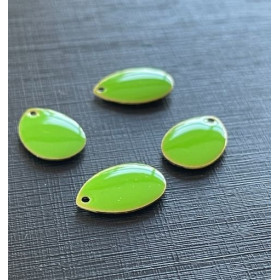 Sequins médaillons style émaillés Biface GOUTTE 14mm Vert