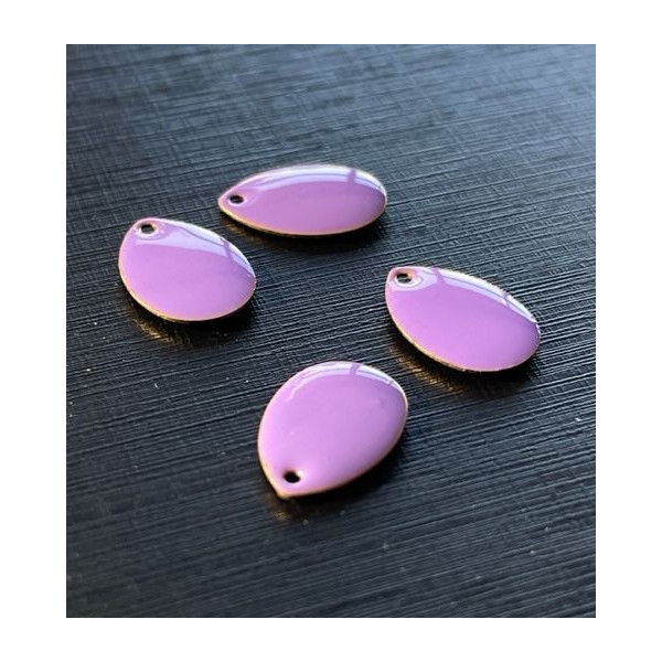 Sequins médaillons style émaillés Biface GOUTTE 14mm Violet
