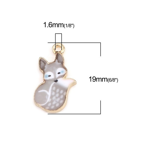 Pendentifs breloques Petit Renard Emaillé 19 mm métal Doré