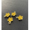 Pendentifs - Fleur 10 mm - style emaille Jaune - metal Doré