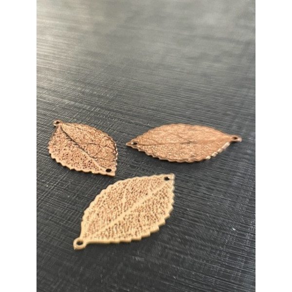 Estampes pendentif connecteur filigrane Feuille couleur Doré de 25mm