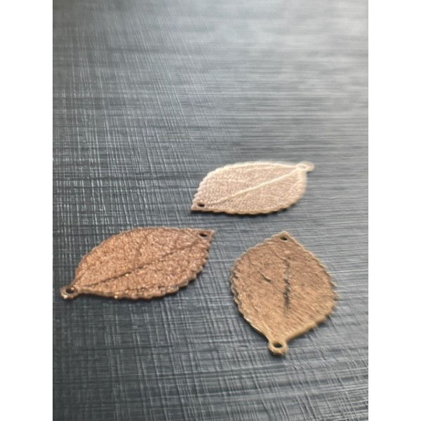Estampes pendentif connecteur filigrane Feuille couleur Doré de 25mm