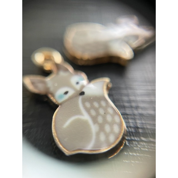 pendentifs breloques Petit Renard Emaillé 19 mm métal Doré