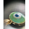 Pendentif Œil de protection Médaillon style émaillés 24 par 16mm métal coloris Doré et Bleu Turquoise