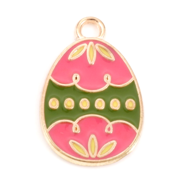 Pendentifs breloques Oeufs  Pâques Emaillé 22 mm métal Doré