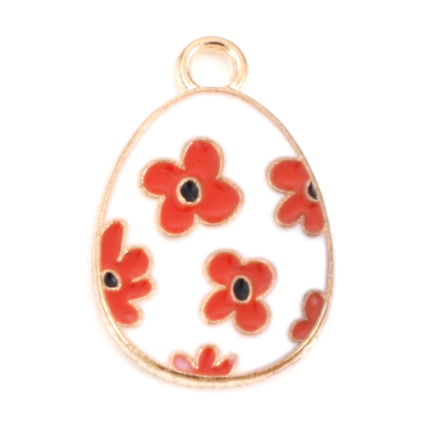 Pendentifs breloques Oeufs  Pâques Emaillé 22 mm métal Doré