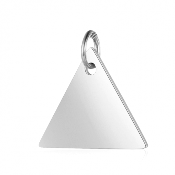 Pendentif avec anneau Triangle 15 mm Acier Inoxydable 304 finition Argenté Rhodié