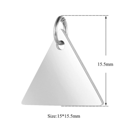 Pendentif avec anneau Triangle 15 mm Acier Inoxydable 304 finition Argenté Rhodié