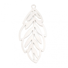Estampes pendentif filigrane Feuille 43mm métal finition Argent Platine Rhodié