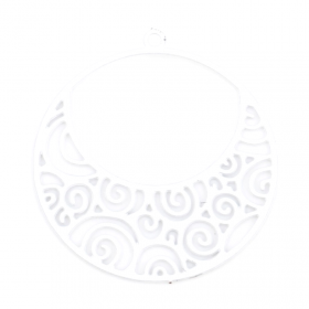 Estampes pendentif filigrane Spirale dans Cercle 25mm métal finition Blanc