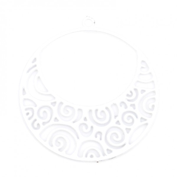 Estampes pendentif filigrane Spirale dans Cercle 25mm métal finition Blanc