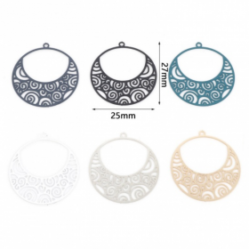 Estampes pendentif filigrane Spirale dans Cercle 25mm métal finition Noir