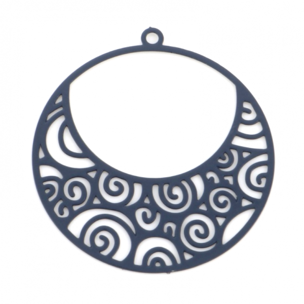 Estampes pendentif filigrane Spirale dans Cercle 25mm métal finition Gris Anthracite