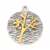 Pendentifs Arbre Stylisé métal  finition Argent  et Or Antique