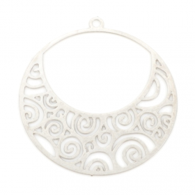 Estampes pendentif filigrane Spirale dans Cercle 25mm métal finition Argent Platine