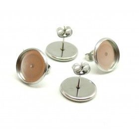 Supports de Boucle d'oreille, Puce 10 mm,  ACIER INOXYDABLE, poussoirs papillons