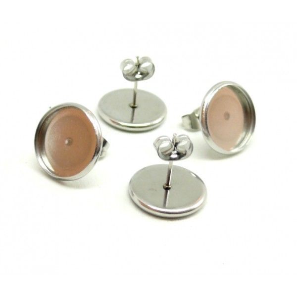 Supports de Boucle d'oreille, Puce 10 mm,  ACIER INOXYDABLE, poussoirs papillons