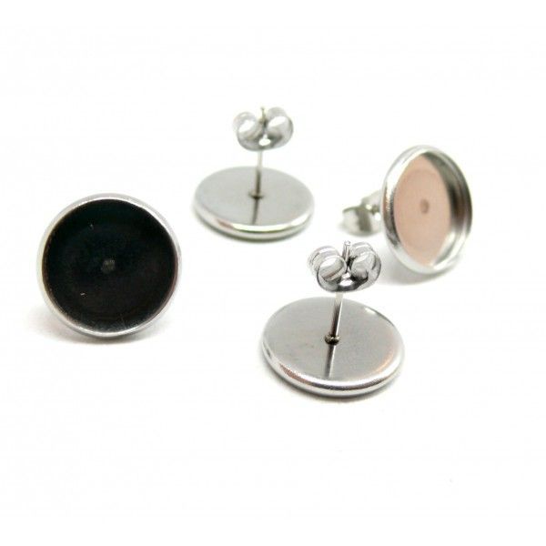 Supports de Boucle d'oreille, Puce 10 mm,  ACIER INOXYDABLE, poussoirs papillons