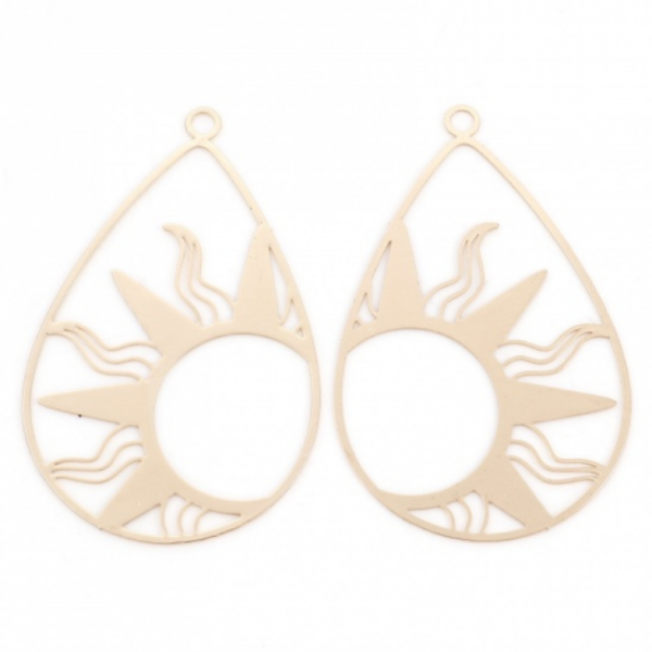 Estampes pendentif filigrane grande Goutte Soleil 47mm métal finition Doré