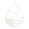 Estampes pendentif filigrane grande Goutte Fleur 47mm métal finition Argent Platine