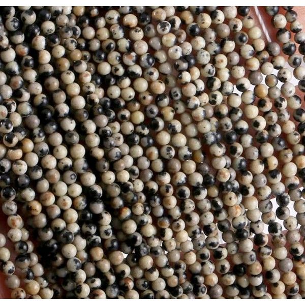 Perles ronde 2mm Jaspe Dalmatien