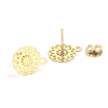 Supports de Boucle d'oreille Puce 13 mm  filigrane en ACIER INOXYDABLE 304 et poussoirs papillons finition Doré