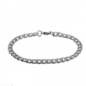 Bracelet - Gourmette 20,5 cm - Grosse maille - en Acier Inoxydable 304 - finition Argenté