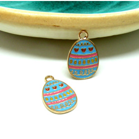 Pendentifs breloques Oeufs  Pâques Emaillé 22 mm métal Doré