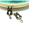 Pendentifs breloques Chat Noir Emaillé 39 mm métal Doré