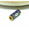 Perle intercalaire Tube Hexagonale 22 par 10mm métal avec Œil de la protection  émaillé Bleu