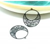 Estampes pendentif filigrane Spirale dans Cercle 25mm métal finition Noir