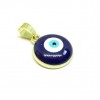 Pendentif Œil de protection Médaillon style émaillés 24 par 16mm métal coloris Doré et Bleu